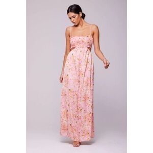Resa | Jordan Smocked Cut Out Floral Satin Maxi Dress Jasmine Nwot